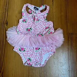 Mudpie pink cheetah floral tutu tank one-piece SIZE 9-12M